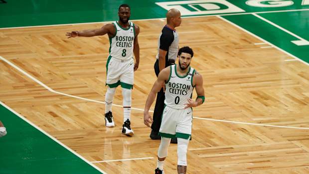 Boston Celtics forward Jayson Tatum, free agent guard Kemba Walker